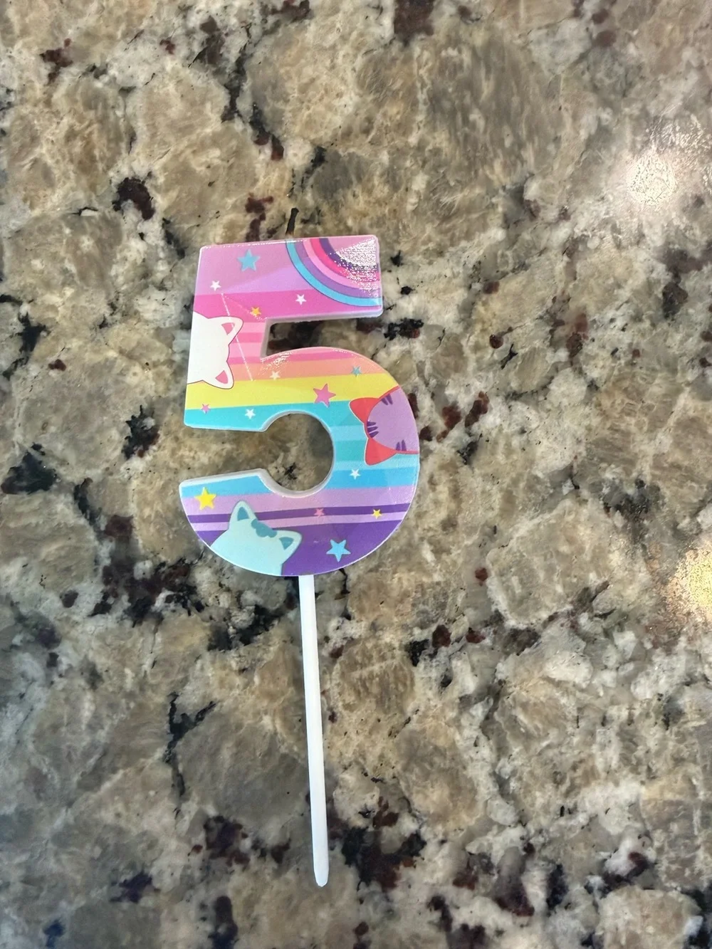 Rainbow Cat Number 5 Birthday Candle